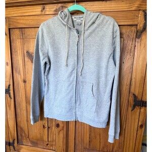 Vintage Women's Harve Bernard Sport Gray Zip Front Hoodie Sweat Shirt Size Large